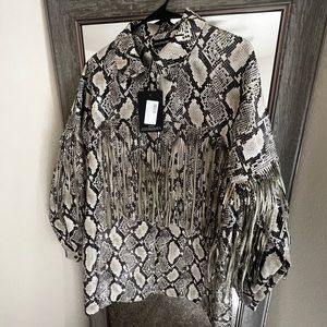 Faux leather snake print fringe shacket women’s 8